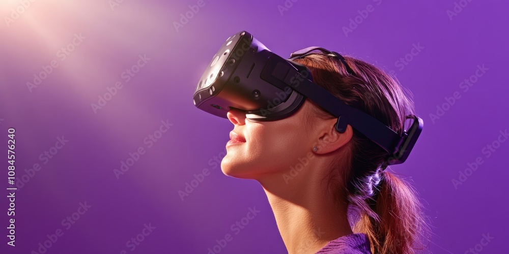 Poster a person using a vr headset, great for tech and innovation themes