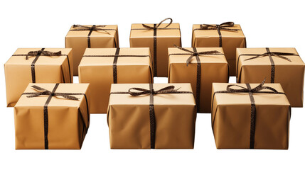 Fototapeta premium Various cardboard packaging boxes offering options for shipping and storage needs, isolated on transparent background.