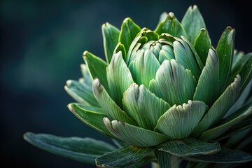 Close-up shot of an artichoke plant with green leaves, ideal for food or botanical use