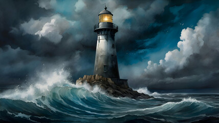 lighthouse in the sea