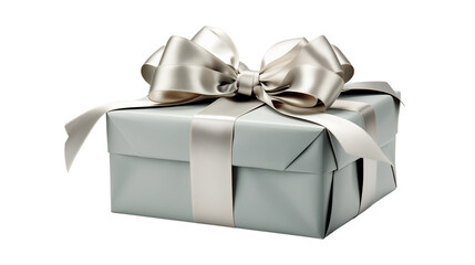 Obraz premium A sleek silver gift box, perfect for adding a touch of elegance and sophistication to any occasion, isolated on transparent background.