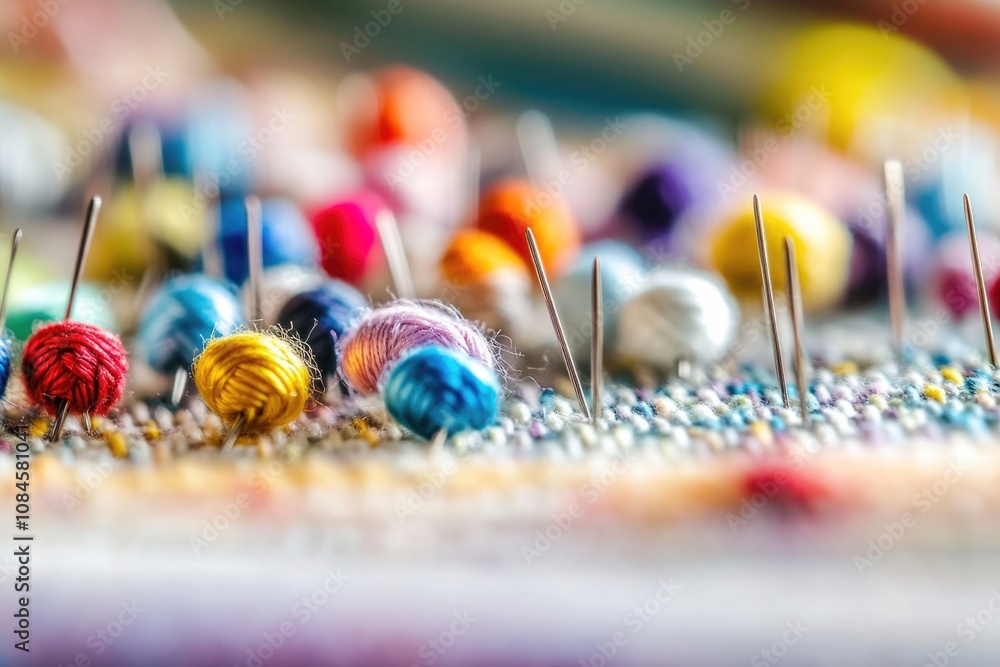 Poster a collection of decorative pins displayed on a flat surface