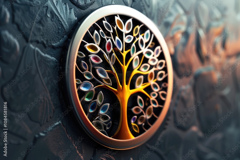 Poster A colorful mural of the Tree of Life on a wall, symbolizing connection and unity