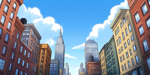 2D animated cartoon New York City 