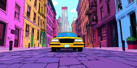 Fototapeta premium 2D animated cartoon New York City 