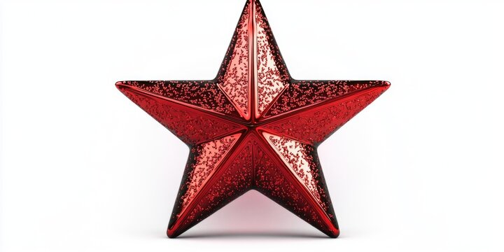 A bright red Christmas star shining on a pure white background, ideal for holiday decorations and festive designs