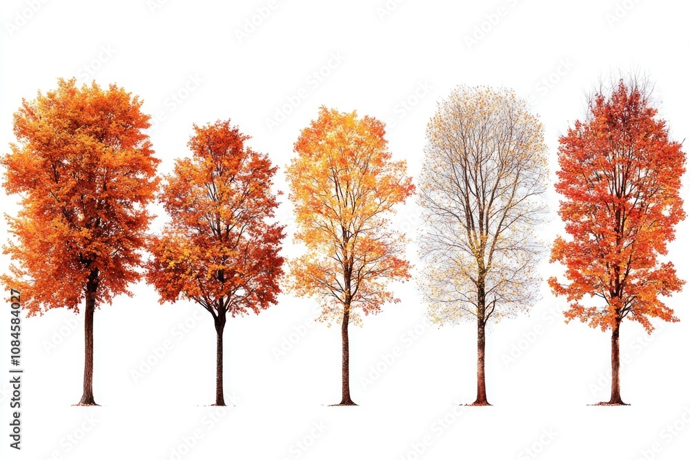 Poster row of trees with colorful foliage, suitable for autumn or nature-themed projects