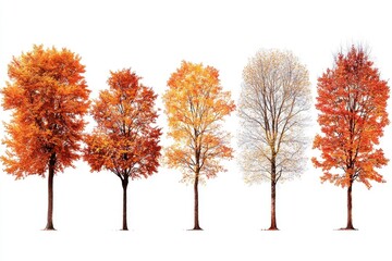 Fototapeta premium Row of trees with colorful foliage, suitable for autumn or nature-themed projects