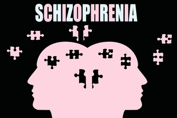 Illustration of the psychological condition of schizophrenia