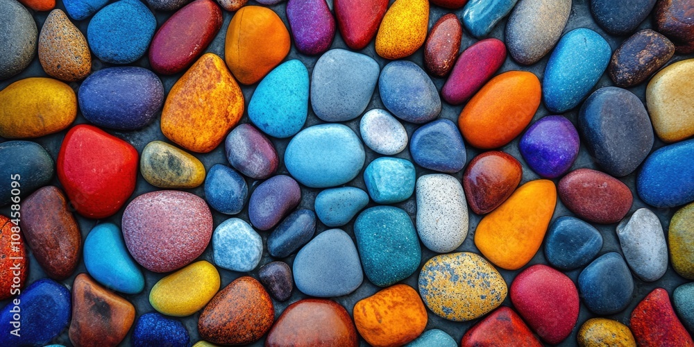 Poster Close-up shot of a cluster of rocks with varied textures and colors
