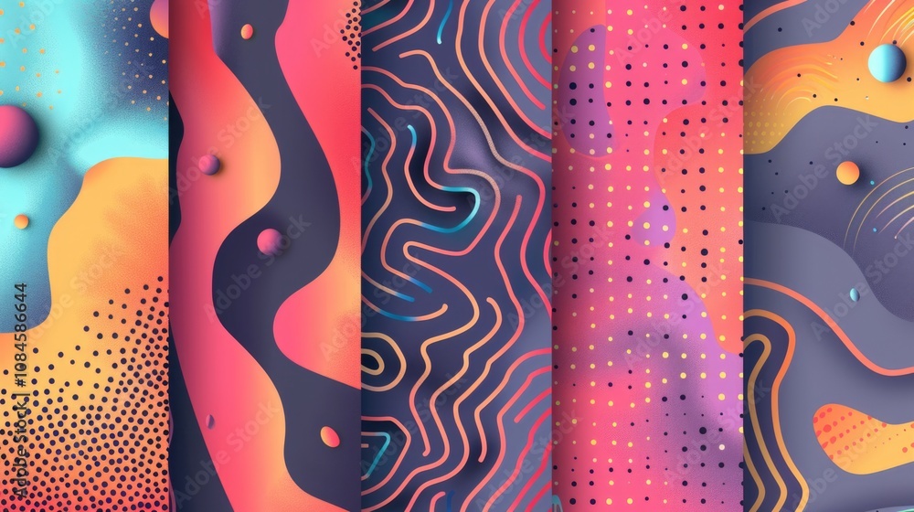 Poster a collection of four unique and colorful abstract designs