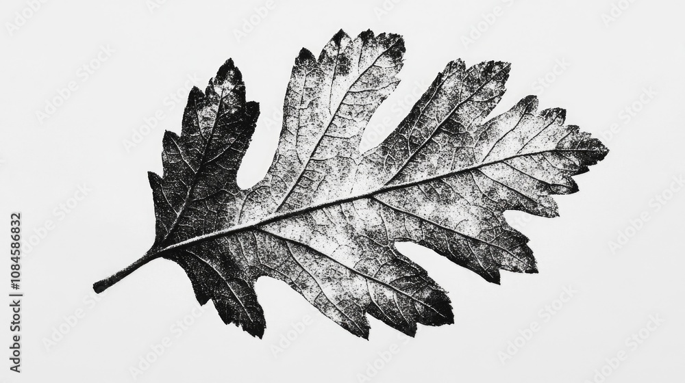Poster a single leaf captured in black and white photography, great for use in designs where a simple, eleg