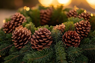 Fototapeta premium A close-up view of a collection of pine cones
