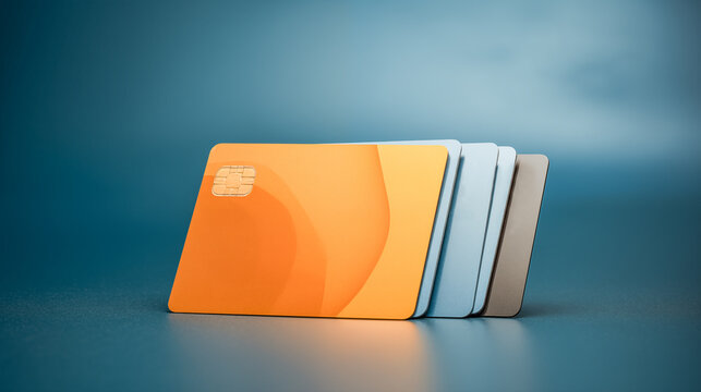 Modern credit cards on gradient background
