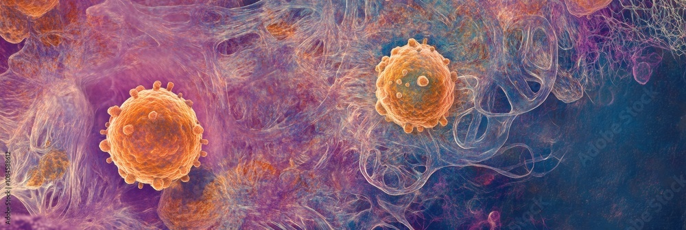 Poster this view highlights unique cellular structures with rich colors and detailed patterns, illustrating