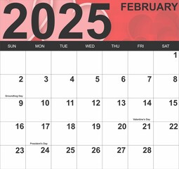 Full Calendar for February 2025