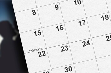 Zoom in close up of Father's Day on calendar in 2025