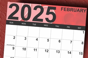 Calendar header for February 2025