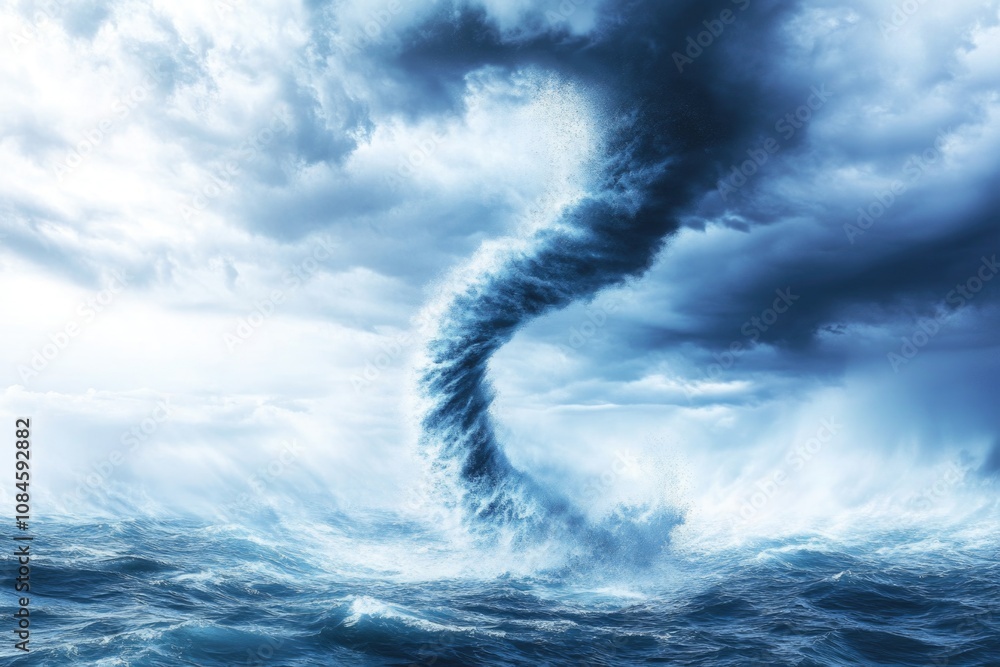 Poster A massive dark cloud emerges from the ocean depths, with waves and foam visible beneath