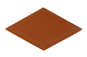 Brown leather label isolated on white background
