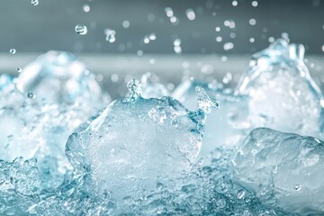 A close-up shot of several ice cubes in a tray
