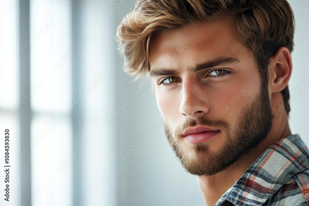 Poster portrait of a man with a long beard, looking directly at the camera