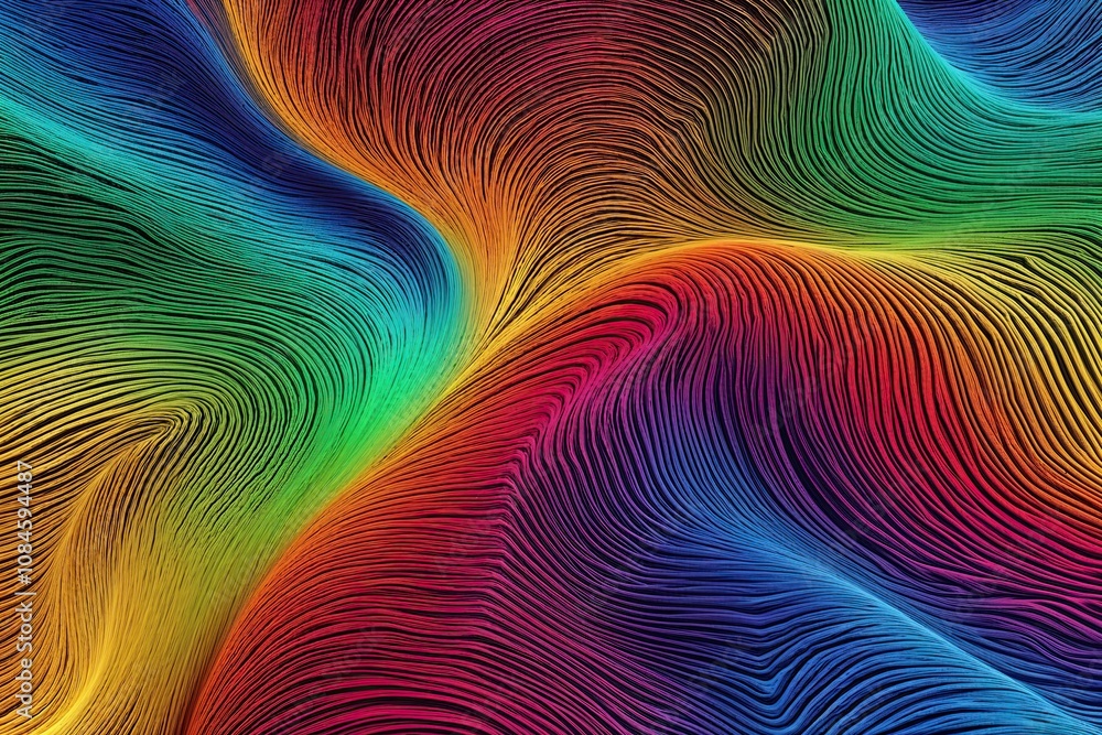 Poster vibrant color fusion in textured wave gradient visualization