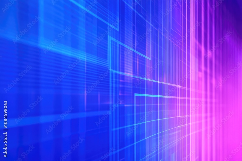 Poster Abstract design featuring blue and pink lines on a gradient background