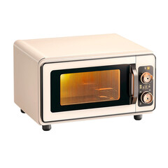 Obraz premium A modern microwave oven with dials, isolated on a transparent background. Perfect for cooking, heating, and home kitchen appliances. 