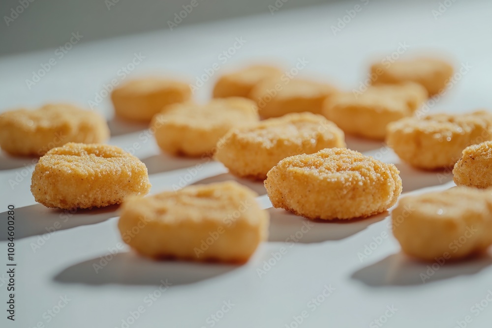Poster close-up view of various doughnuts arranged on a table