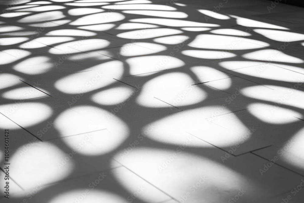 Poster a close-up shot of a black and white tiled floor pattern