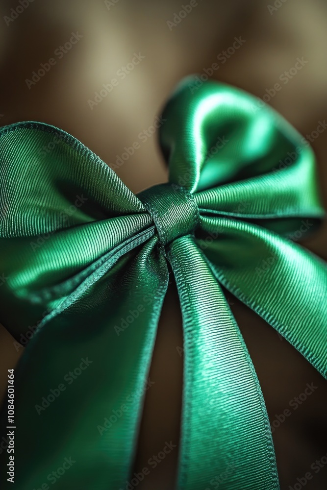 Poster a close-up shot of a green bow sitting on a table