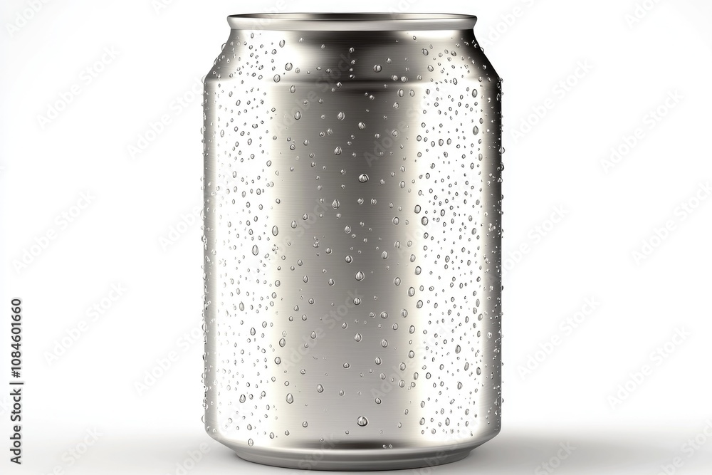 Poster a close-up shot of a can of soda with water droplets on it, great for a beverage or product image