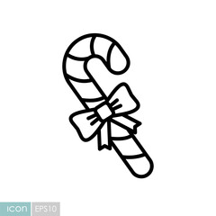 Christmas peppermint candy cane with stripes icon