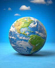 3D Earth Globe with Clouds North America South America
