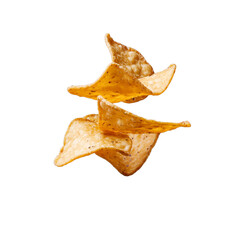 Fototapeta premium Crispy tortilla chips floating against transparent background