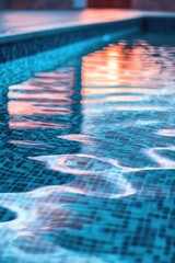 A close-up shot of calm and clear pool water