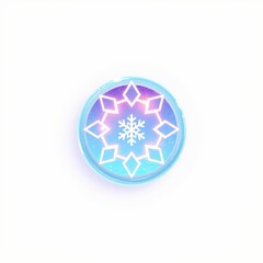 3D Enchanted Winter Blues Holographic Icon with Glowing Rune Aesthetic for Whimsical Design Projects on White Background