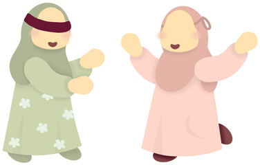 Little Girls Playing Blind Man's Bluff