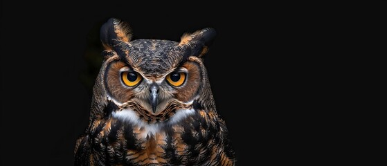 of the South American Great Horned Owl (Bubo virginianus nacurutu), highlighting its piercing