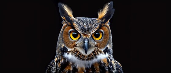 of the South American Great Horned Owl (Bubo virginianus nacurutu), highlighting its piercing