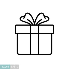Christmas gift with ribbon and bow vector icon