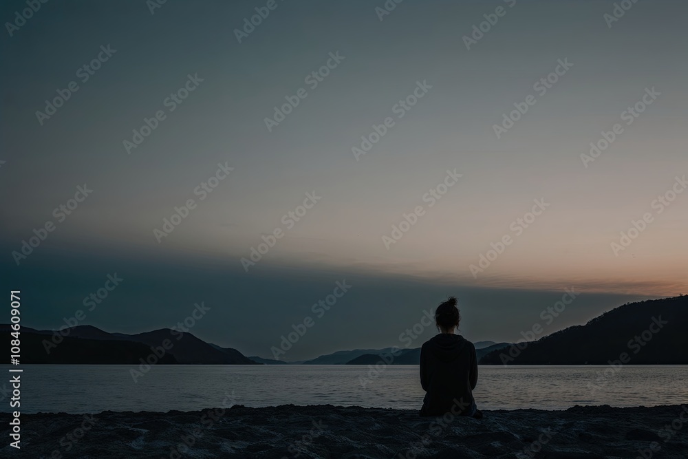 Poster Muted Evening Palette with Subtle Gradient for a Contemplative Moody Backdrop