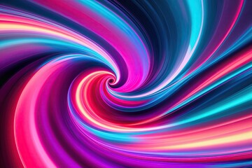 Vibrant Neon Swirl Abstract Art Featuring Luminescent Gradient and Dynamic Texture