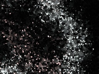 Abstract black and white speckled texture background with subtle color variations.