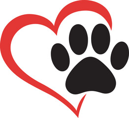 Cute and Simple Paw Print Heart Design for Pet Memorial Projects