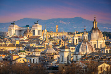 View of the historic skyline of Rome, Italy