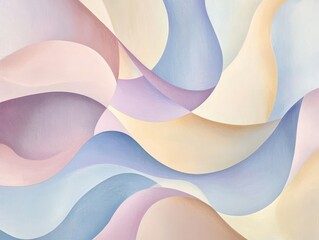 A soft pastel abstract art piece with gentle curves and flowing shapes, ideal for soothing environments