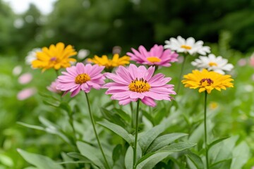 Vibrant garden flowers in bloom