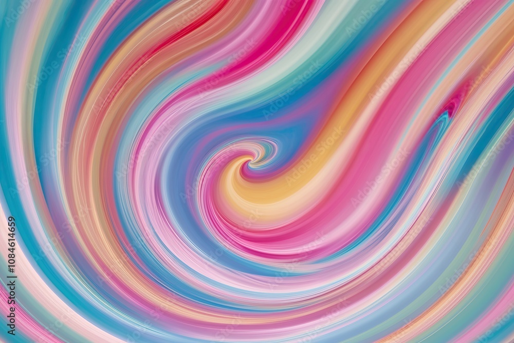Poster vibrant pastel swirl design featuring colorful interactions and dynamic patterns
